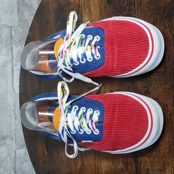 Vans Multicolor Corduroy Sneakers - Red, Blue, Orange - Picture 3 of 13